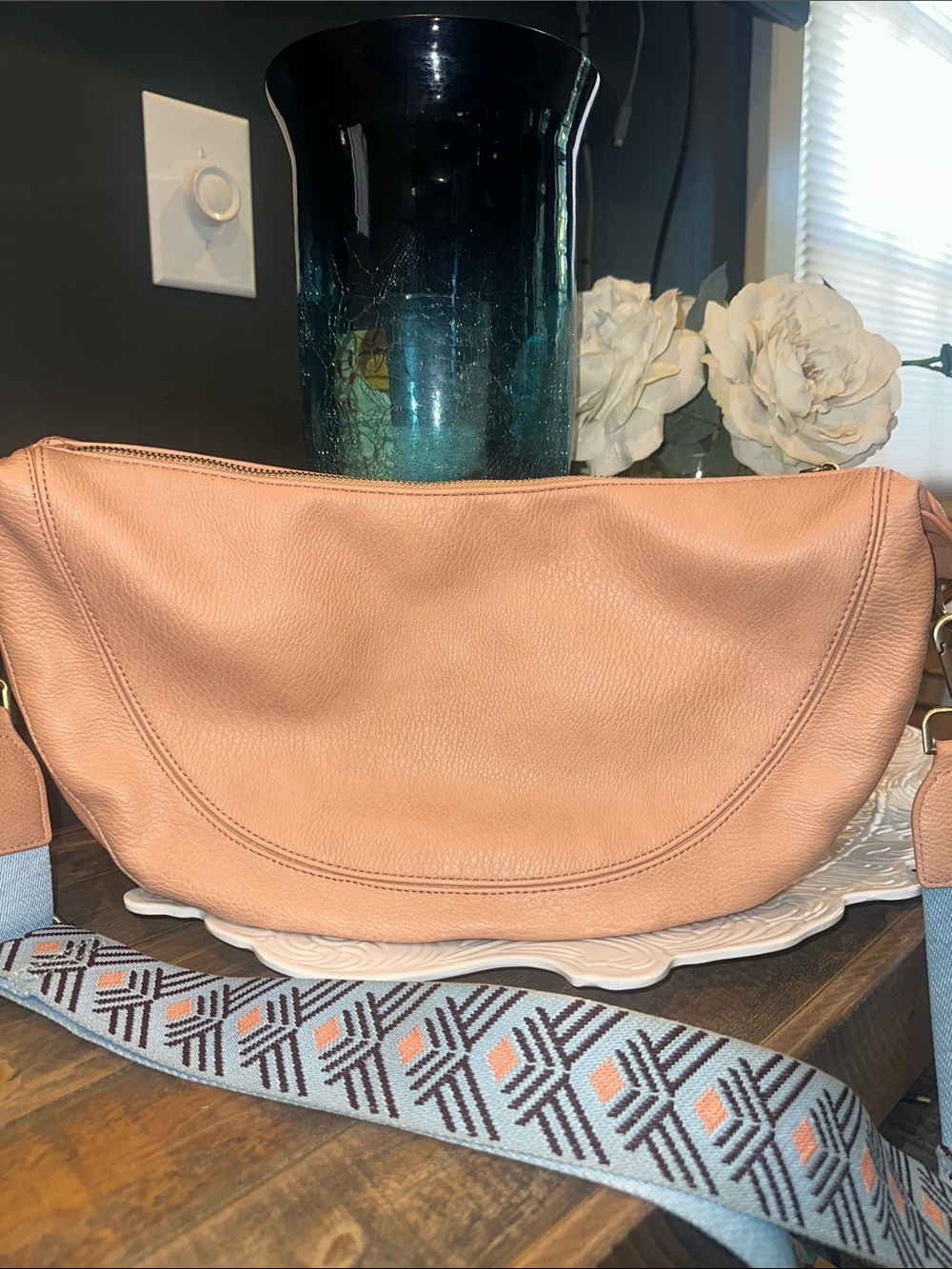 Anthropologie Urban Originals Blush Crescent Bag
